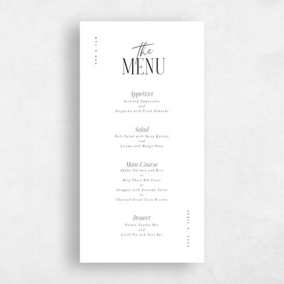 White Wedding Menu - Kosrae