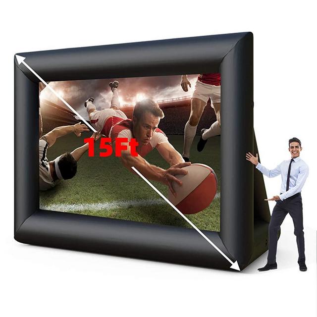 Nurxiovo 15Ft Outdoor Projector Screen Inflatable, Mega Projection Movie Screen W/Storage Bag, Blower Strings Stakes for Outdoor Backyard Movie Night Pool Lawn Parties, Inflatable Movie Screen(15FT)