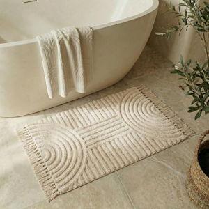 KIBAGA Beautiful Boho Rug with Tassels for Your Bathroom - Soft 2 x 3 ft. Cotton Rug Fits Perfectly Into Your Bath - Washable, Non-Slip Mat Ideal to Enhance Any Modern Home Decor, 24 x 36 inch (cream)