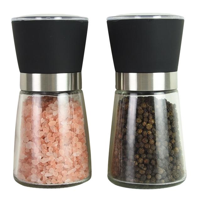 Kamenstein Set of 2, 5 inch Glass Salt and Pepper Grinders