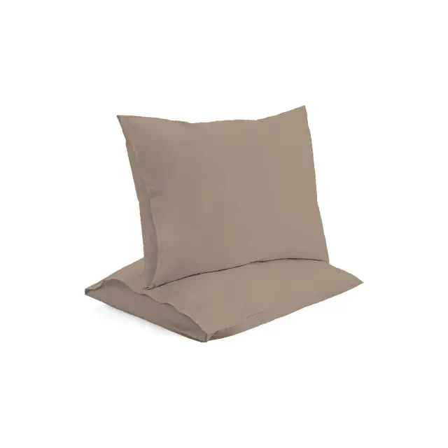 Superity Linen Standard Pillow Cases - 2 Pack - 100% Premium Cotton - Envelope Enclosure - Taupe