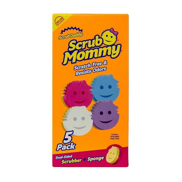 Scrub Daddy Scrub Mommy Kitchen Sponges for Dishes & Wiping Spills - Dual-Sided Dish Scrubber Sponge for Cleaning - Multi-Colored Bulk Pack - Stain & Odor Resistant (5 Count)