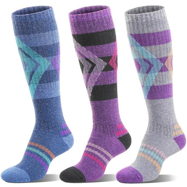 Welwoos 3 Pairs Merino Wool Ski Socks for Womens Mens Thermal Winter Warm Thick Knee High Socks for Skiing Snowboarding