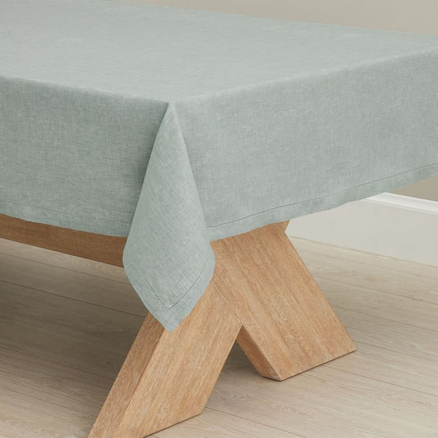 Belgian Linen Tablecloth, 70" x 108" - Mineral Blue