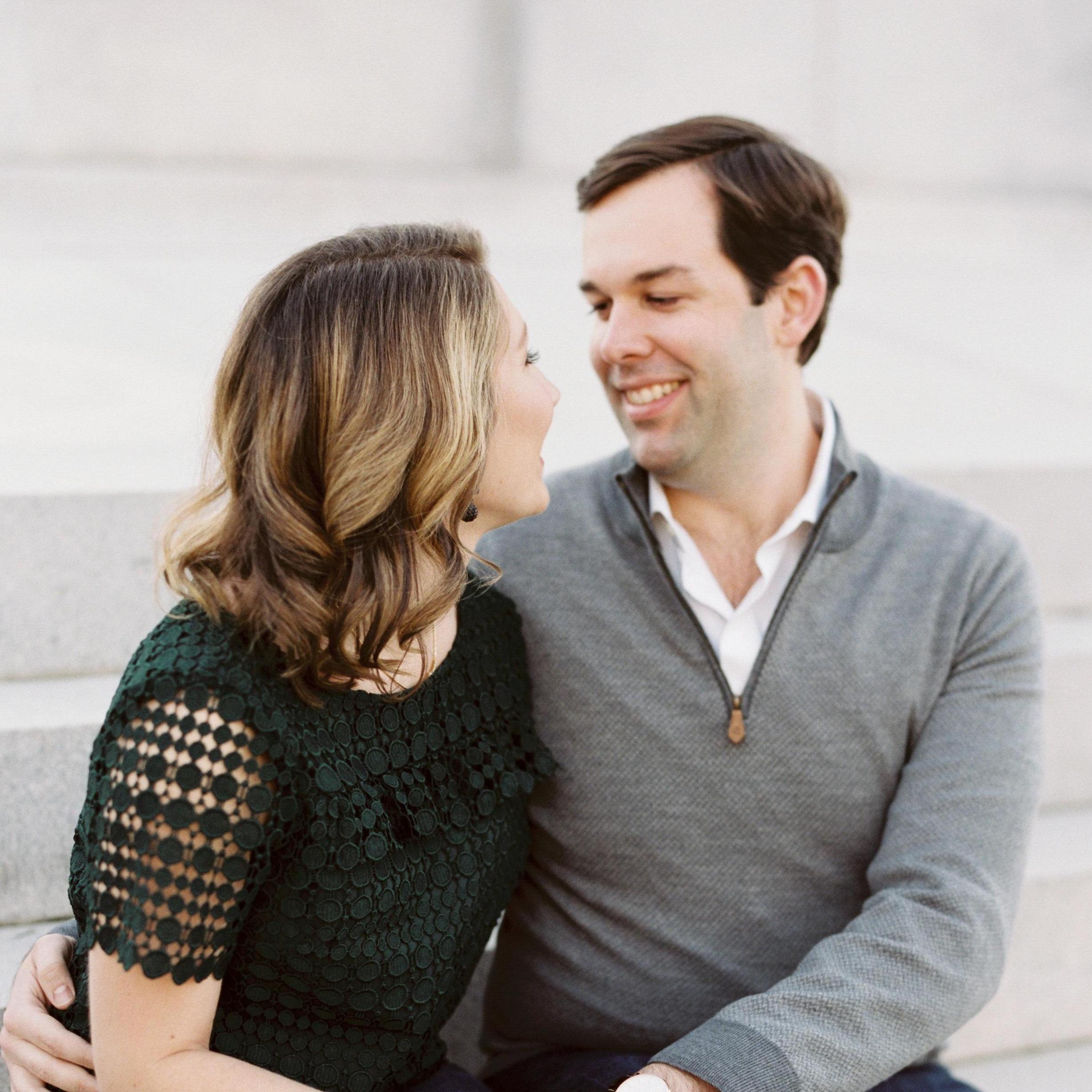 Engagement photos at the Lee Monument in Richmond, VA