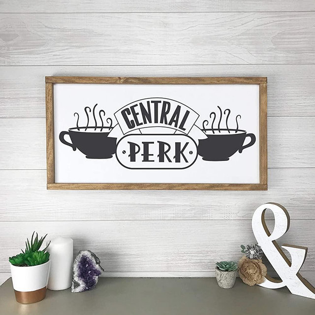 Central Perk Sign Friends Wood Framed Sign Coffee Bar Sign Kitchen Decor