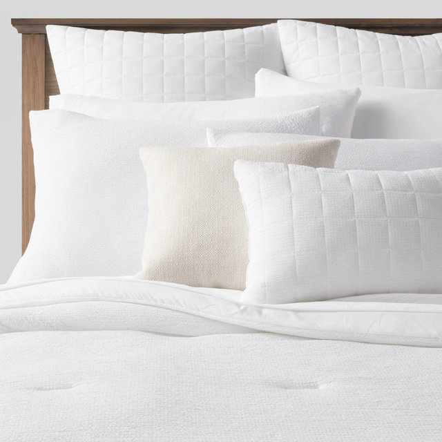 12pc King Fuller Micro Texture Comforter & Sheet Bedding Set White - Threshold™