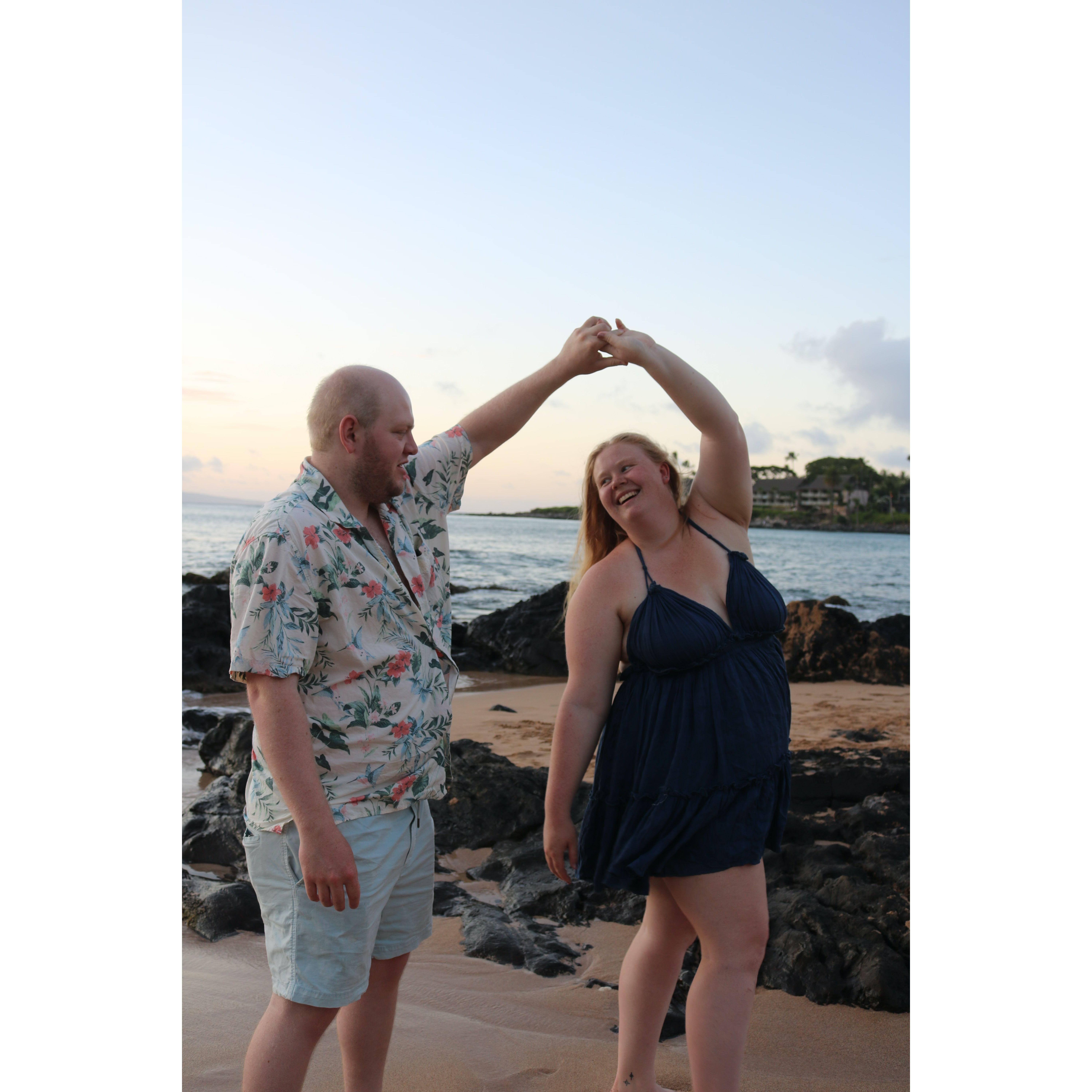 Dancing on the beach in Maui
