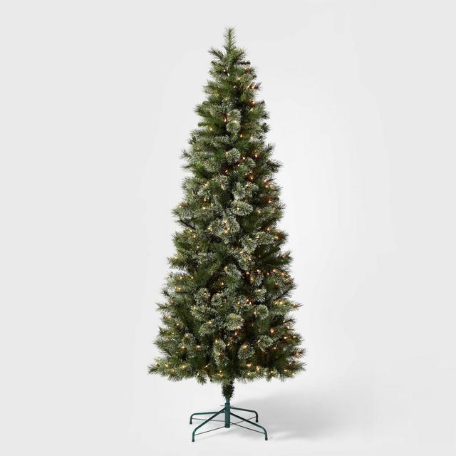 7.5ft Pre-lit Artificial Christmas Tree Slim Virginia Pine with Clear Lights - Wondershop™