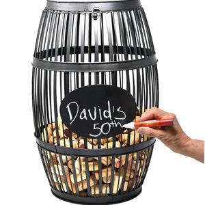 Wine Barrel Cork Holder Accent Table with Wooden Top