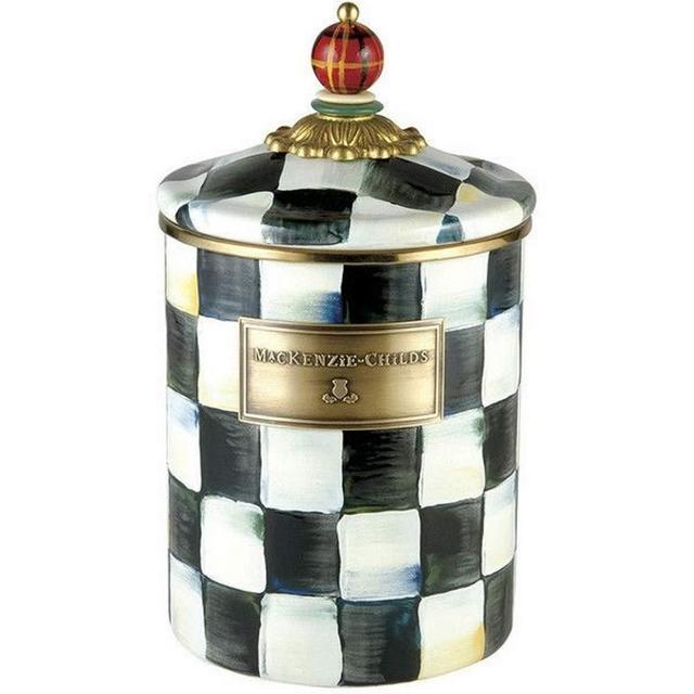 MacKenzie-Childs Courtly Check Enamel Canister - Large 5 dia., 7 tall