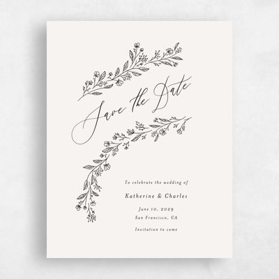 Ebony, Beige Wedding Save the Date - Miette Portrait