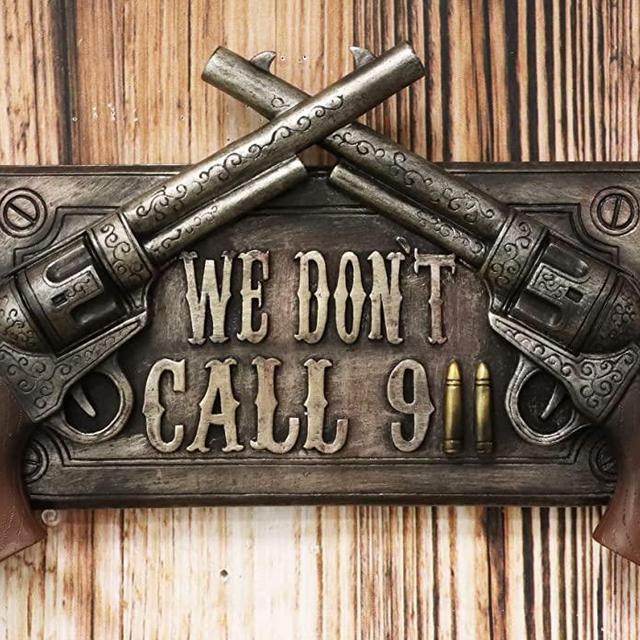 Ebros Gift No Warning For Trespassers Wild West Dual Six Shooter Guns With Bullets Wall Art Sign Plaque Rustic Western Two Pistols Wall Decor 3D Figurine