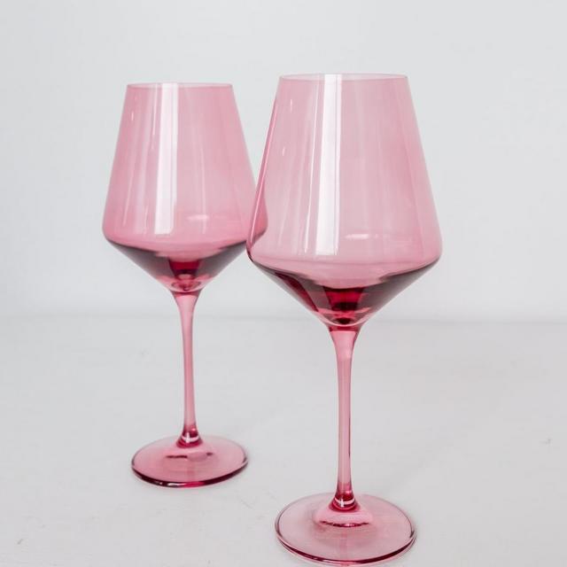 Estelle Colored Glass Stemware ~ Wine Glass- Rose