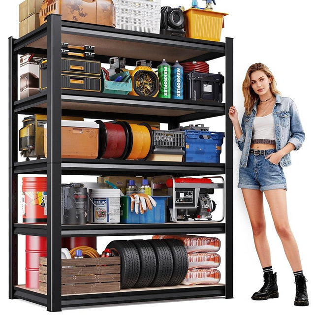 71"H-35"W Garage Shelving-2050LBS 5 Tier Storage Shelves,Adjustable Heavy Duty Metal Shelving Unit and Storage Large Rack,Utility Steel Shelf For Shop Warehouse Industrial Pantry Basement 71"x35"x16"