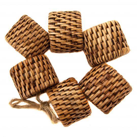 Handwoven 6 Piece Oval Napkin Ring Set