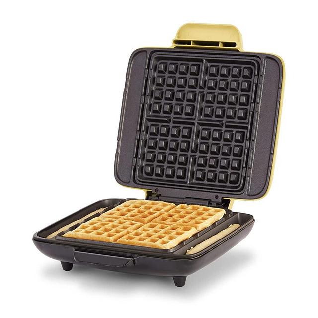 Dash DNMWM455PY Deluxe No-Drip Belgian Iron 1200W Maker Machine For Waffles, Hash Browns, or Any Breakfast, Lunch, & Snacks with Easy Clean, Non-Stick + Mess Free Sides, Yellow