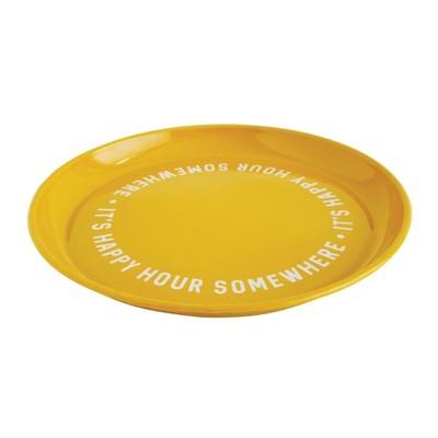 14.5" 'It's Happy Hour Somewhere' Round Serving Tray Yellow - 3R Studios