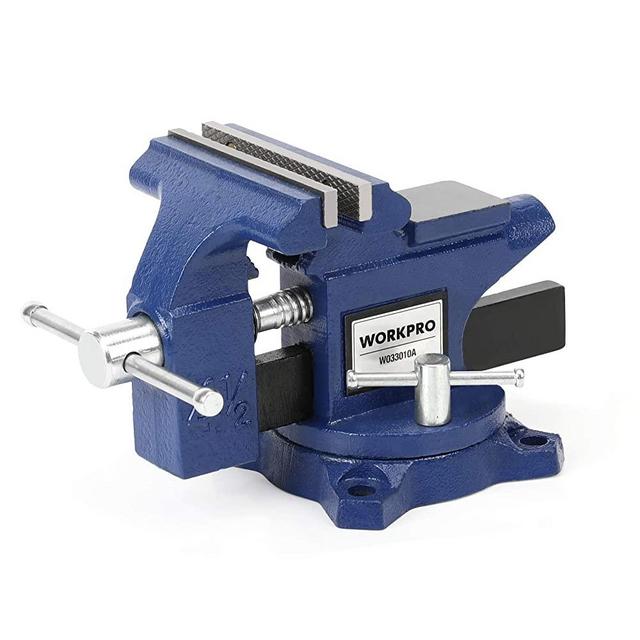 WORKPRO Bench Vise, 4-1/2" Heavy-Duty Utility Combination Pipe Home Vise, Swivel Base Bench for Woodworking