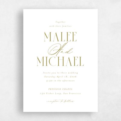 Olive Green Wedding Invitation - Portsmouth Portrait