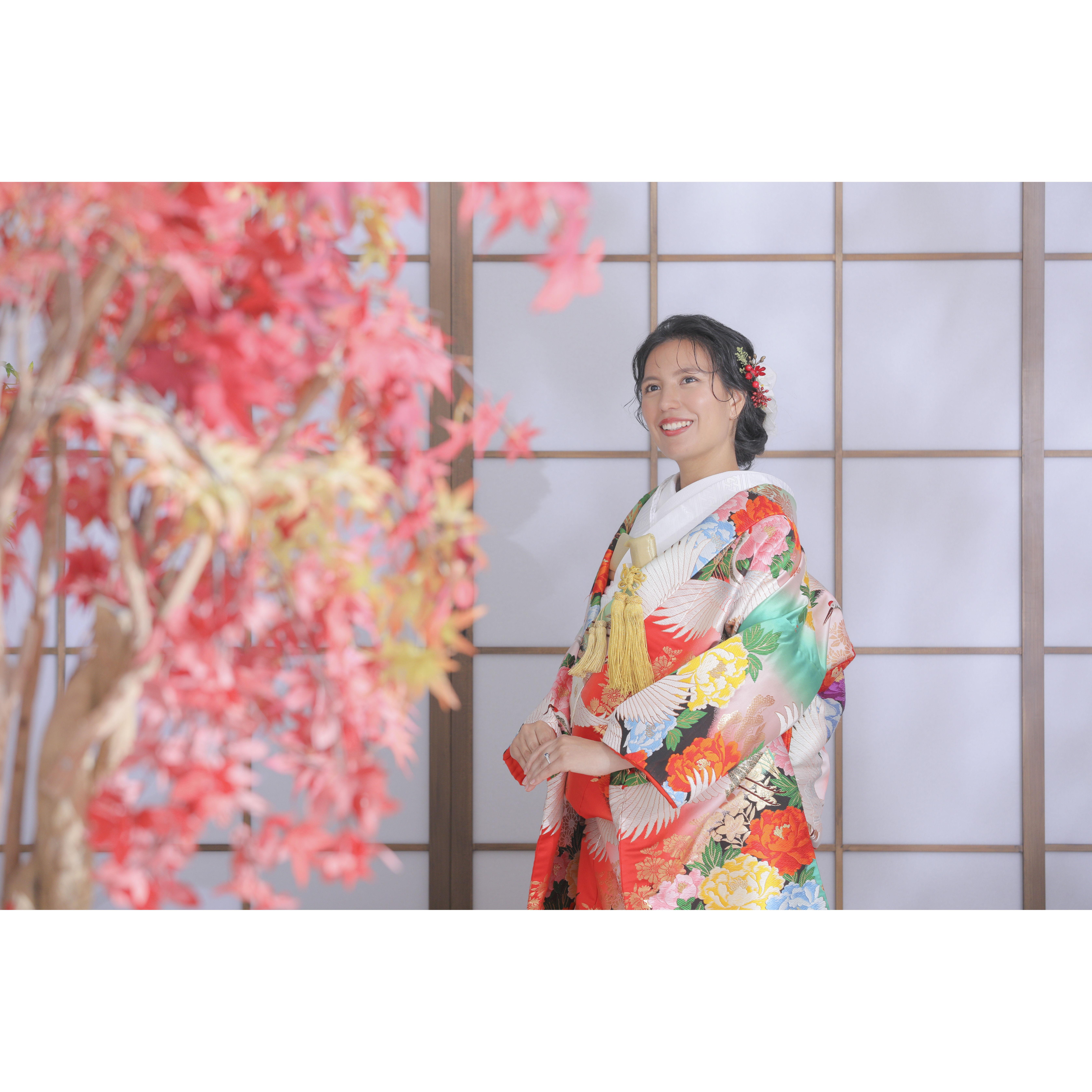 Women wear elaborate kimonos when they get get married in Japan. Yes, they also have beautiful white kimonos, but you can get a variety of colors as well.