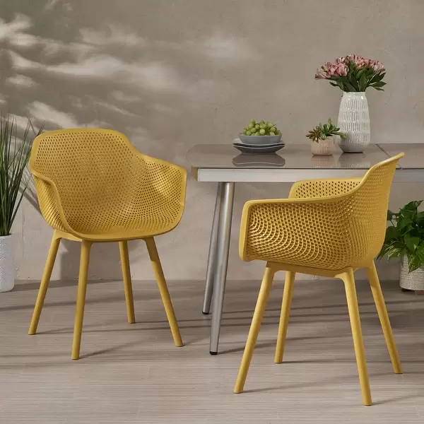 Lotus Outdoor Modern Dining Chair (Set of 2) by Christopher Knight Home