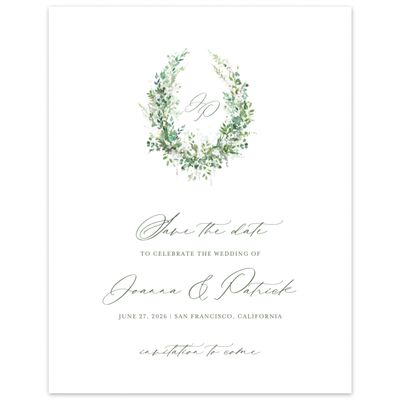 Green Elegant Wedding Digital Save the Date - Blosser Portrait