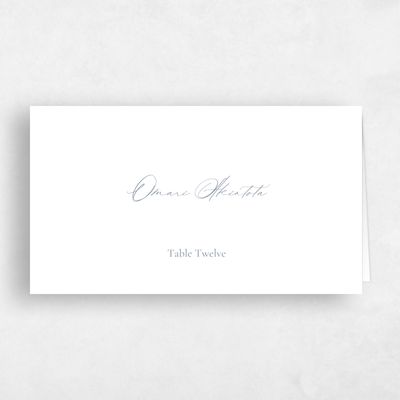 Blue Bordered Wedding Place Card - Chausey