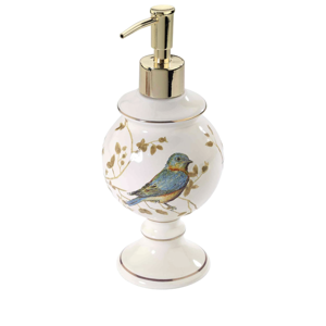 Lotion Pump/Soap Dispenser, Countertop Accessories, Nature Inspired Bathroom Decor (Gilded Birds Collection)