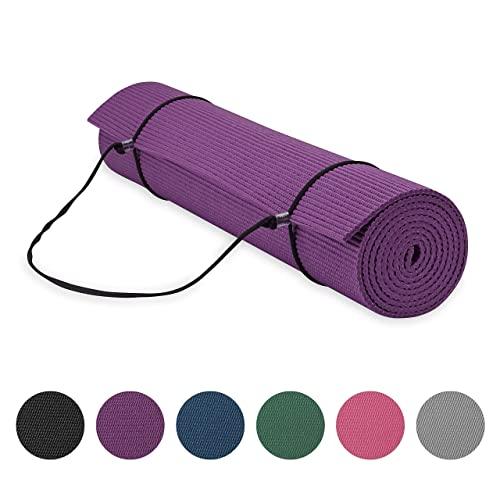 Gaiam Essentials Premium Yoga Mat with Yoga Mat Carrier Sling (72"L x 24"W x 1/4 Inch Thick)