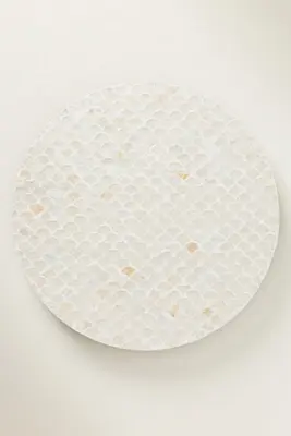 Wood and Capiz Embelished Shell Lazy Susan