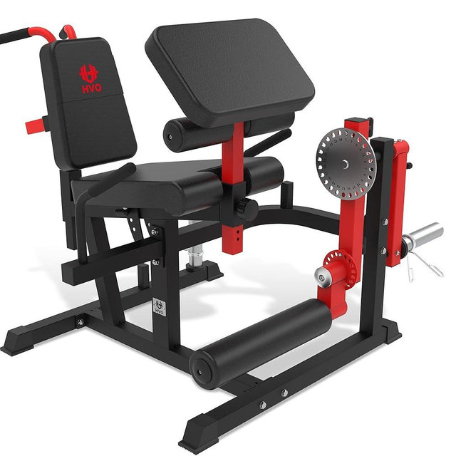 HVO Leg Curl Machine Extension - Hamstring Curl Lower Body Workouts for Fitness Equipment Seated Lying Plate Loaded Adjustable Bicep Preacher Curl Pad
