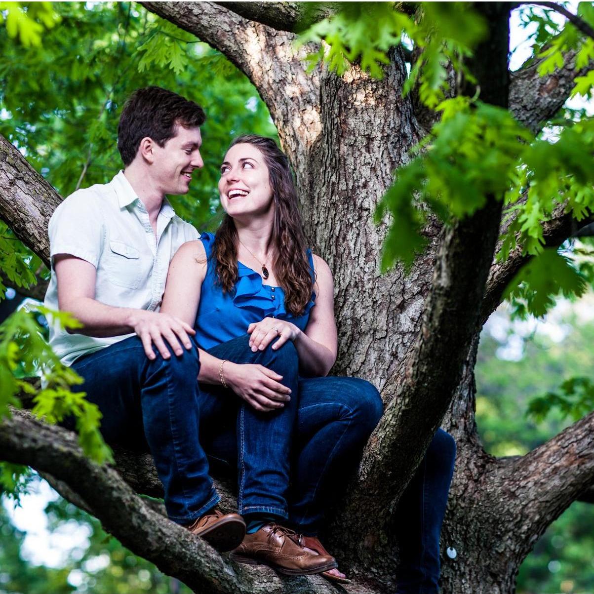 Chris' Achilles's might have been torn, but he was determined we would take some of our engagement pictures up in the Patterson Park trees near our first house in Baltimore.