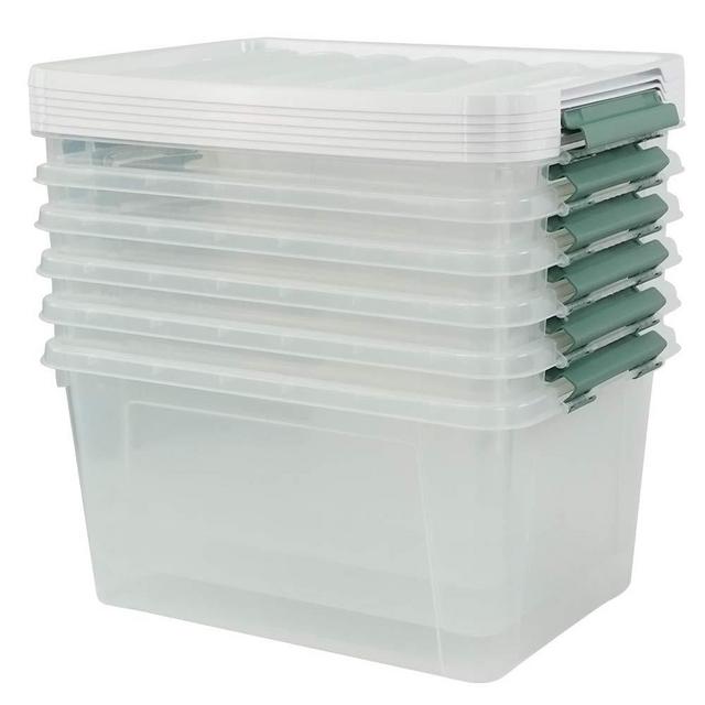 Saedy 6 Pcs Large Clear Storage Box, 35 Qt Plastic Bins with Lids for Versatile Storage.