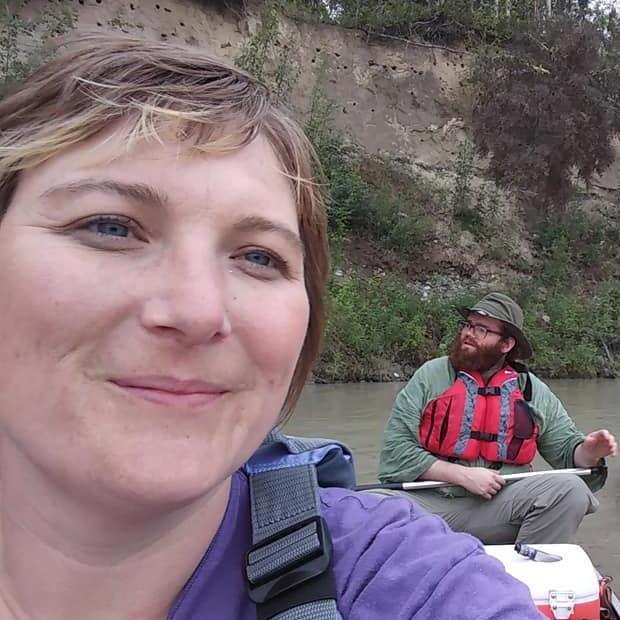 Cornfest, 2019. Sonja had to single-handedly paddle back to where Graham misplaced his paddle.