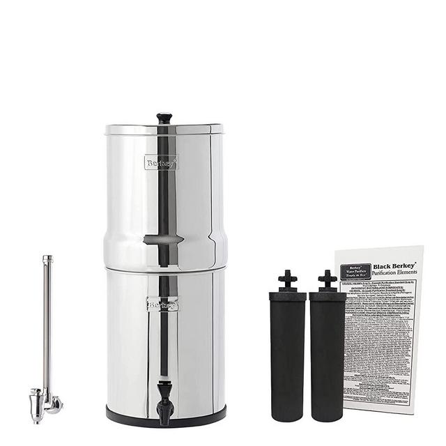 Royal Berkey Gravity-Fed Water Filter System with 2 Black Berkey Elements Plus Deluxe 10" Stainless Steel Berkey Water View Spigot