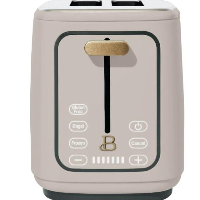 Drew Barrymore Porcini Taupe Icing 2-Slice Toaster with Touch-Activated Display