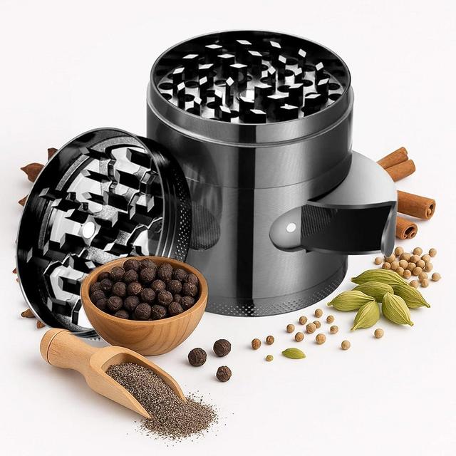 4-Piece spice Grinder, 2.7 Inch, Heavy-Duty Aluminum, (grey-metallic)
