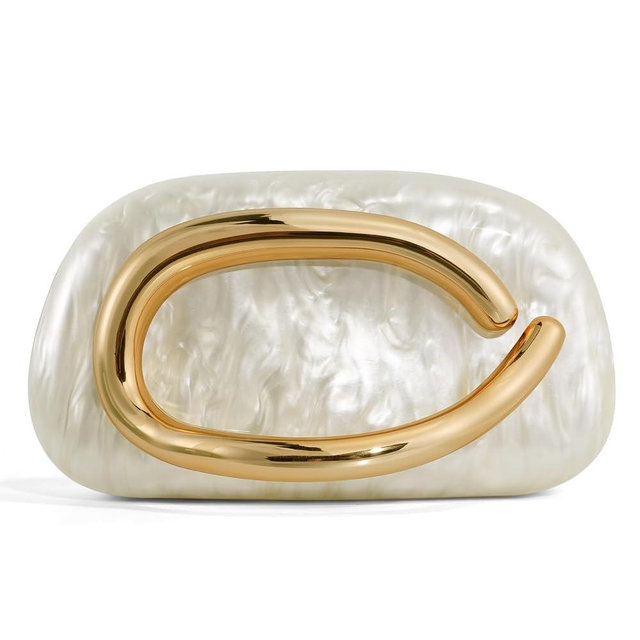 NEWROGENG Clutch Purses for Women Formal, PU Leather/Marble Acrylic Evening Bags with Chain, Trendy Metal Handle Purses 2025