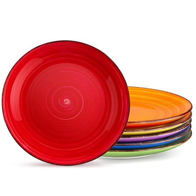 vancasso Dinner Plates, 10.5 Inch Ceramic Plates, Microwave, Oven and Dishwasher Safe Plates Set of 6 - Assorted Colors