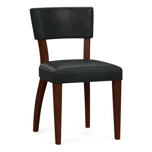 Payson Leather Dining Side Chair, Mahogany Leg, Keystone Navy