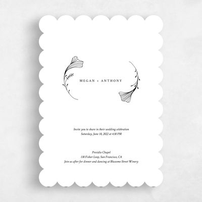 White Scalloped Wedding Invitation - Unconditional Bloom