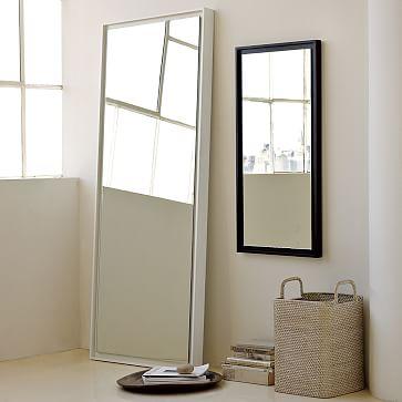 Floating Wood Floor Mirror - White Lacquer