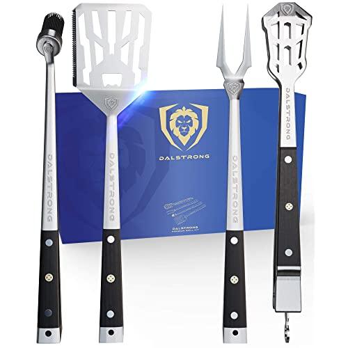 Dalstrong - 4-Piece Professional BBQ Pitmaster Grill Set - Premium High-Carbon Stainless Steel Grilling Accessories - 18" Length - G10 Handles - Silicone Brush, Spatula, Tongs, Fork