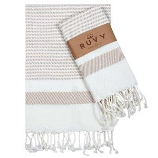 Ruvy Home Basics Turkish Hand Towels for Bathroom Set of 2 - Beige