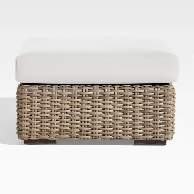 Abaco Outdoor Ottoman with White Sand Sunbrella ® Cushion