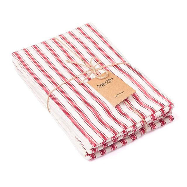 French stripes dinner napkin, Red and White stripes, pack of 6, 100% pure cotton, 18" x 18", Table napkin