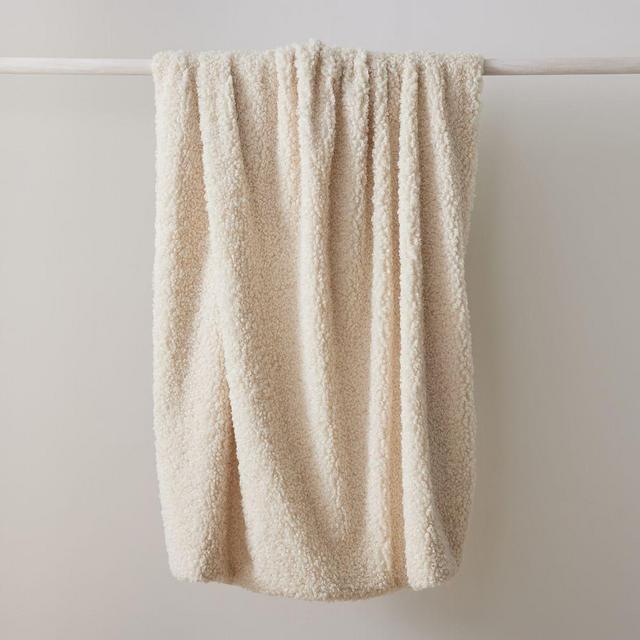 Faux Shearling Throw, 47"x60", Alabaster