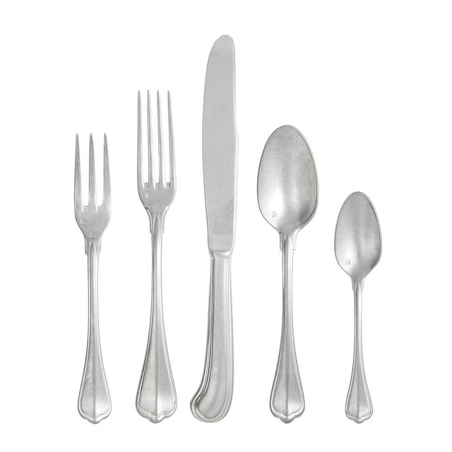 Eater x Zwiesel Fortessa Venezia 18/10 Stainless Steel, 20 Piece Flatware Set (Service for 4), Antiqued Silver