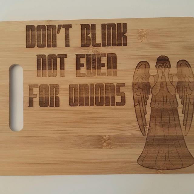 Doctor Who inspired Cutting Board, fandom, laser engraved, Bamboo cutting board, Weeping Angel, Kitchen, Cooking